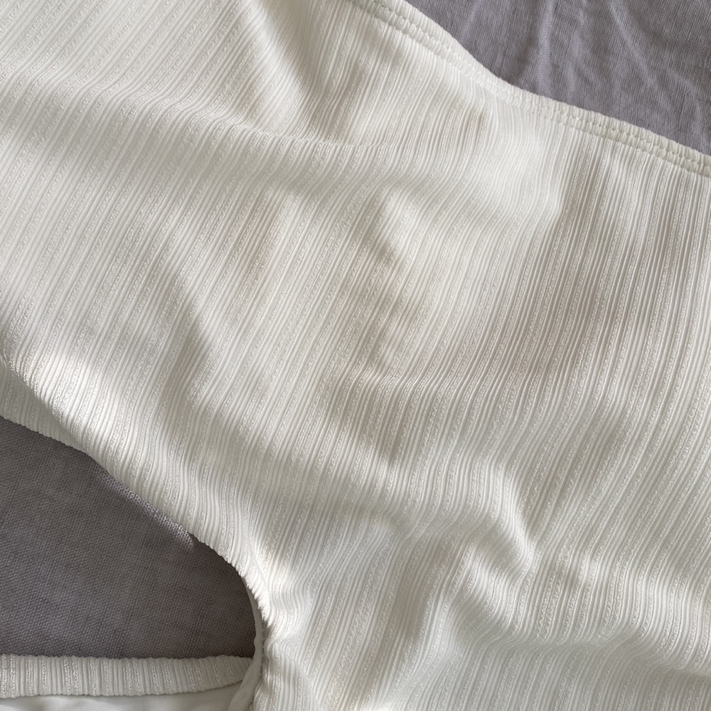 Lulu’s Just Add Water White Ribbed One-Shoulder Side-Tie Swimsuit - Picture 8 of 8